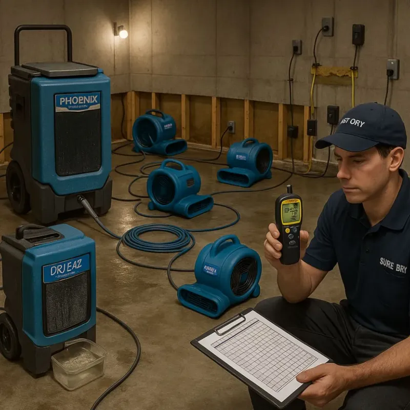 Structural Drying and Dehumidification process in Cramerton, NC